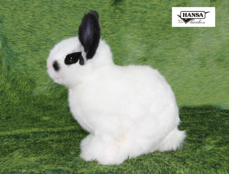 Hansa® | Мягкая игрушка Белый кролик с черными ушами, H. 18см, HANSA (8338)