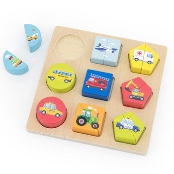 Головоломка из блоков Транспорт, New Classic Toys, деревянная, арт. 10462 8718446104627 фото