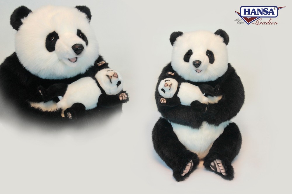 Hansa® | М'яка іграшка Панда з малюком, що сидить, H. 52см, HANSA (6609)