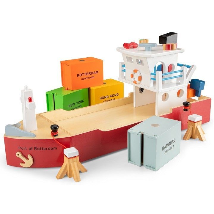Ігровий набір New Classic Toys "Контейнерне судно з 4 контейнерами" 8718446109004 фото