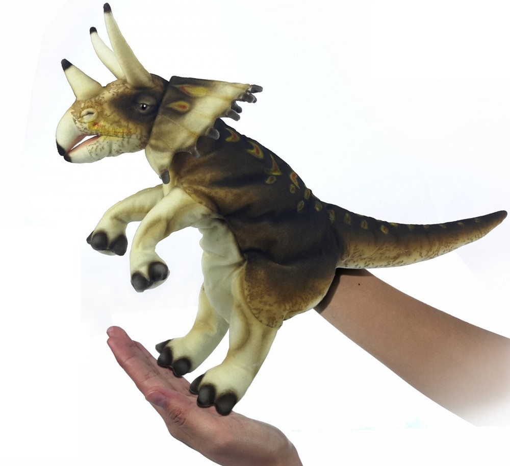 Hansa® | М'яка іграшка на руку Динозавр Тріцератопс коричневий Hansa 43 см
