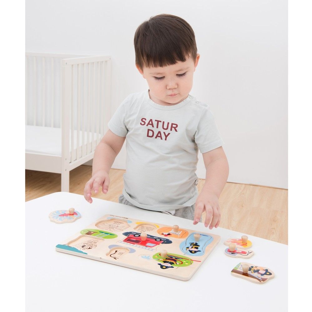 Пазл Пожарная бригада, New Classic Toys, деревянный, 8 частей, арт. 10433 8718446104337 фото