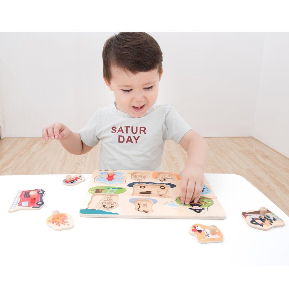 Пазл Пожарная бригада, New Classic Toys, деревянный, 8 частей, арт. 10433 8718446104337 фото