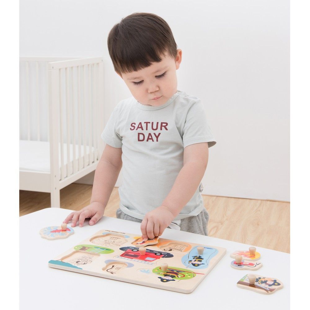 Пазл Пожарная бригада, New Classic Toys, деревянный, 8 частей, арт. 10433 8718446104337 фото
