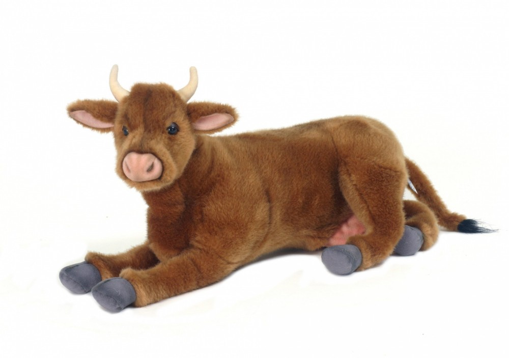 Hansa® | Корова коричнева, що лежить, 44 см, реалістична м'яка іграшка Hansa Toys (5550)