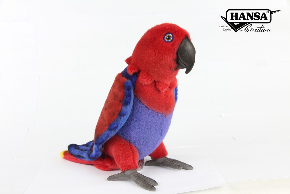 Hansa® | Мягкая игрушка Позующий Попугай зелено-красный (самка), L. 32см, HANSA (8383)