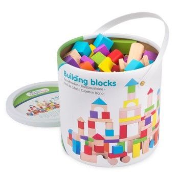 Набор деревянных кубиков в ведре, 100 шт, New Classic Toys (10812) 8718446008123 фото