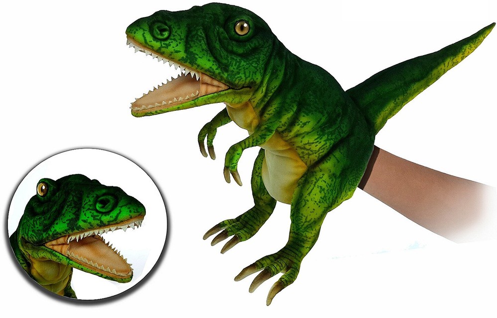 Hansa® | Теранозавр Рекс (неоновый зеленый), игрушка на руку, 50 см, реалистичная мягкая игрушка Hansa (7763)