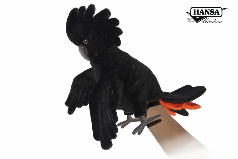 Hansa® | М'яка іграшка на руку Червонохвостий чорний какаду серія Puppet, H. 49см, HANSA (8227)