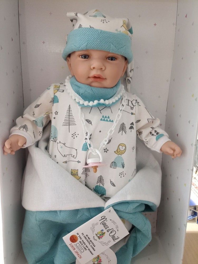 Кукла Малыш, который плачет в голубой одежде, Nines d`Onil, в коробке, арт. 7023 8435054370236 фото