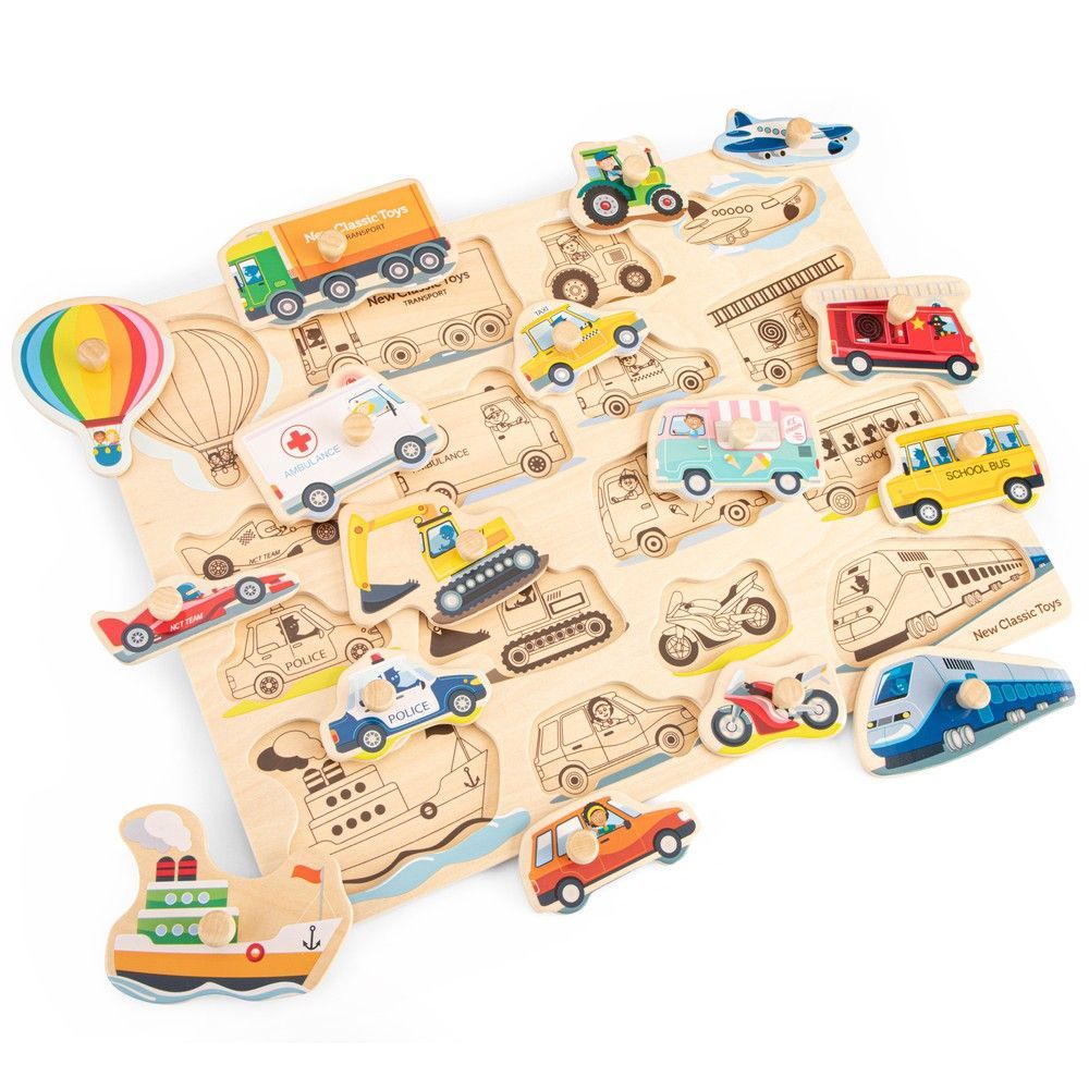Пазл Транспорт, New Classic Toys, деревянный, 16 частей, арт. 10442 8718446104429 фото