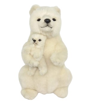 Hansa® | М'яка іграшка Полярна ведмедиця-мама з малюком, H. 31см, HANSA (7964)