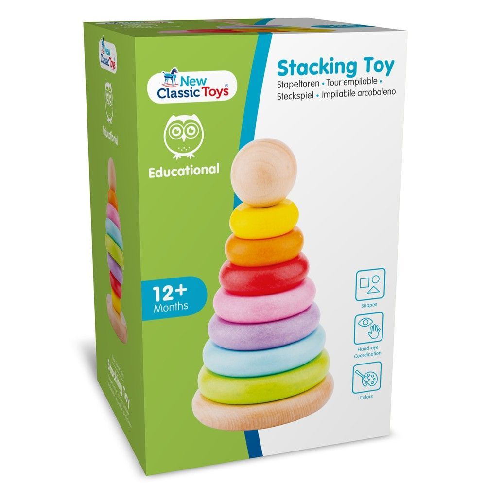 Детская пирамидка, деревянная Радуга, New Classic Toys, 10501 от 12м + 8718446105013 фото